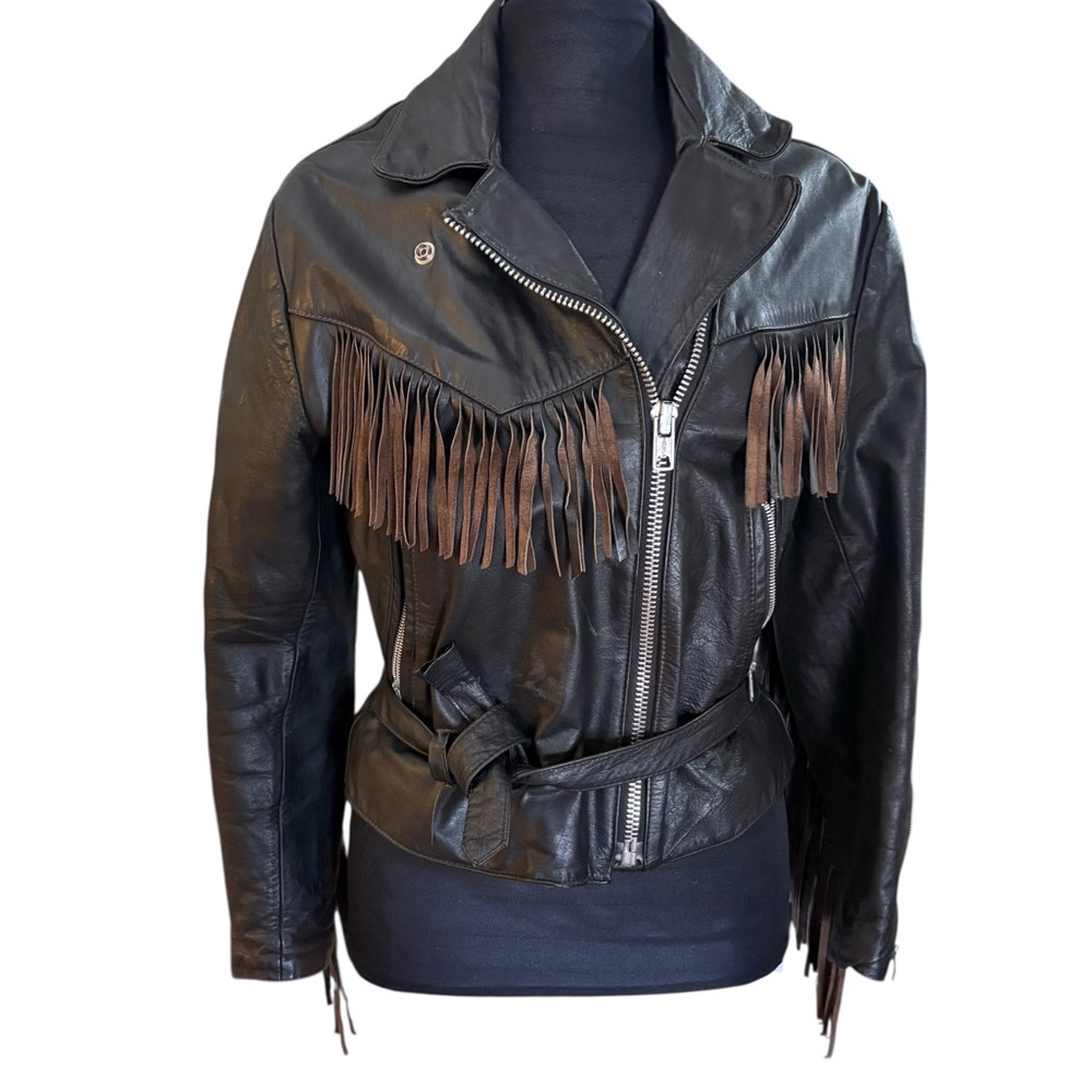 All American Rider Black Leather Fringe Jacket M - Picture 3 of 14